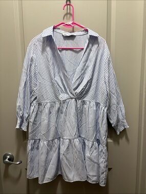 blue and white striped shirt dress zara Zara striped shirt dress S (4-6) Like new